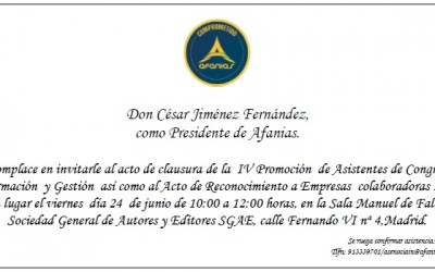 Nuestra Fundación Entidad galardonada del año 2016 por la Asociación Afanias